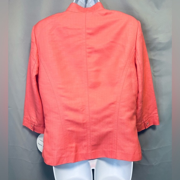 Emma James Blazer Sz 10 Orange Linen Blend Lightweight 3/4 Sleeve - Picture 2 of 7